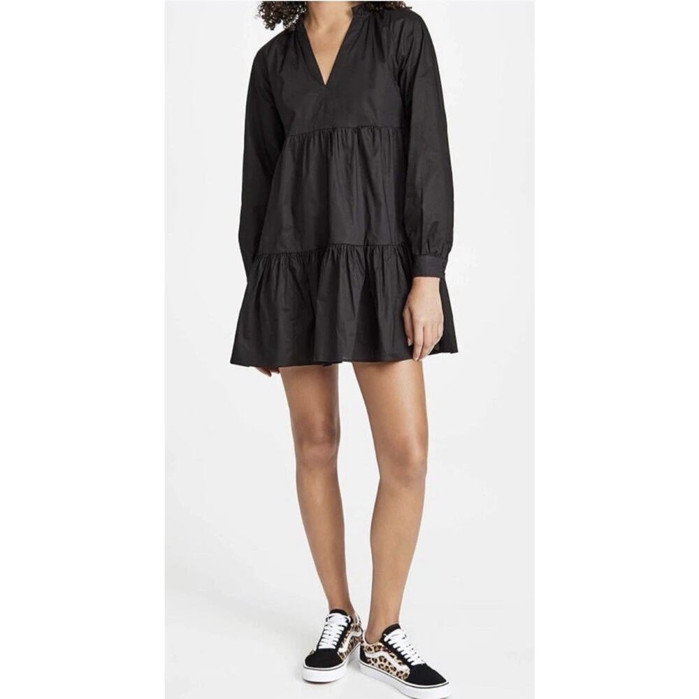 J. Crew Dress Tiered Popover Cotton Pockets Long Sleeve